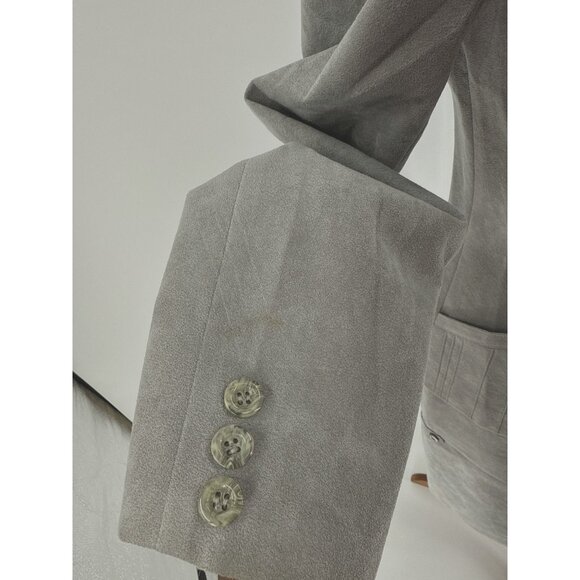 Vintage Yves St Simon Grey Suede Leather Skirt Suit Womens Size M Two-Piece - Picture 15 of 16